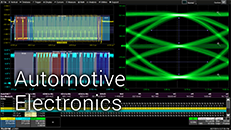 WaveRunner 8000HD 8 通道高清示波器执行汽车电子控制单元 (ECU) 测试，并以直观的颜色编码叠加层和可搜索的协议表以及汽车以太网信号质量的眼图显示车载网络串行总线解码