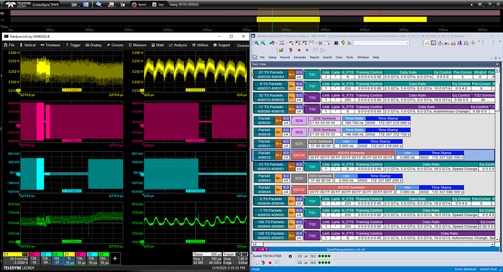 CrossSync PHY 软件显示 PCIe 链路训练,特别是速度变化期间的链路行为