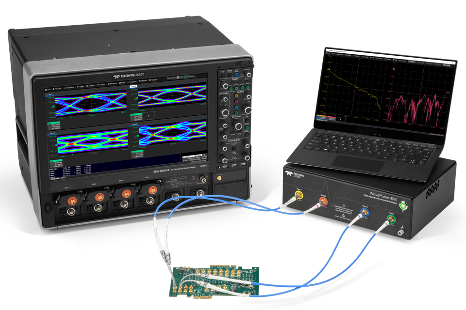 Teledyne LeCroy WaveMaster 8 Zi-B示波器搭配使用 WavePulser 40iX 用于串行数据链路分析的高速互连分析仪。