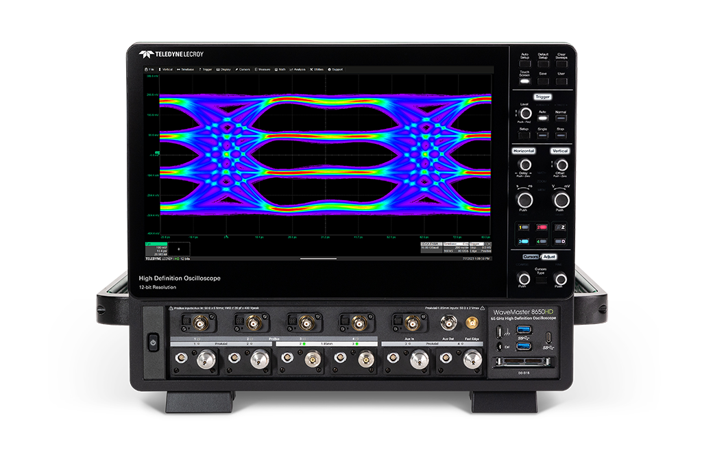 WaveMaster 8650HD 高带宽 65 GHz 示波器显示 PAM4 眼图。