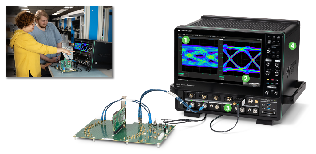 WaveMaster 8650HD 高带宽示波器测量 PCI Express 信号。